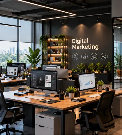 Laptop showing marketing growth across social and search platforms
